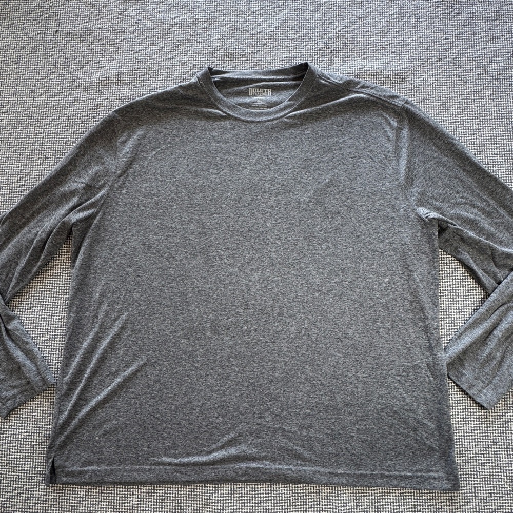 Duluth Trading Co Mens 2XL Gray Heathered Long Sleeve Performance T-Shirt